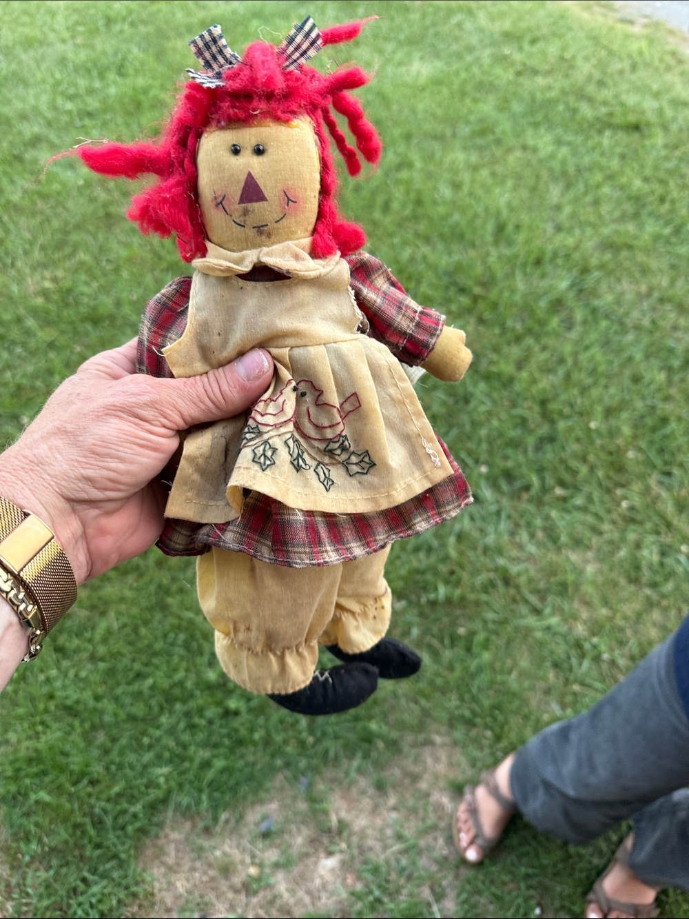 Red-Haired Rag Doll Plush Toy with Plaid Outfit - Kids Stuffed Animal